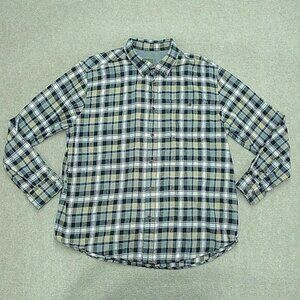 Northwest Flannel Button-Up Shirt Long Sleeve Men XL Blue‎ Black Plaid Pattern